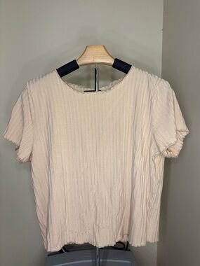 Alfani Intimates Cream Ribbed Summer Short Sleeve Tee